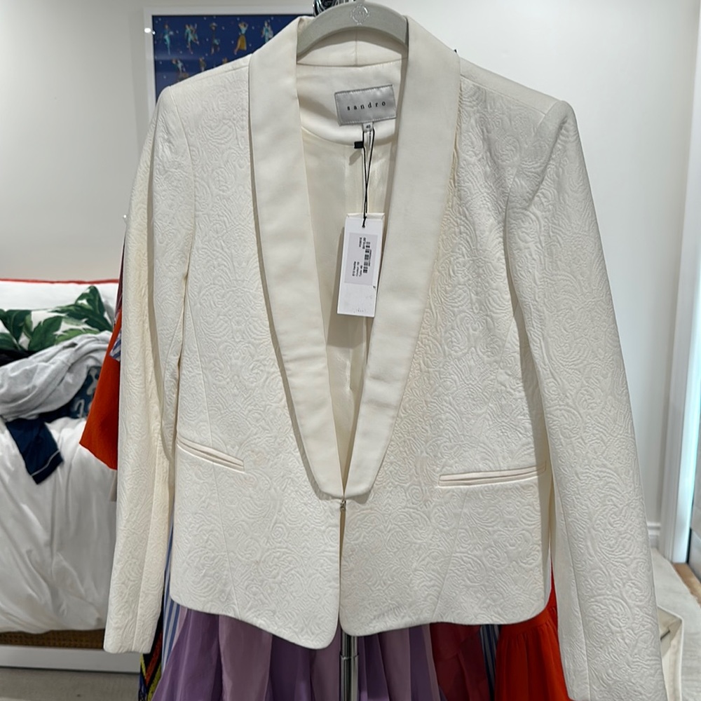 New with tags: SANDRO ivory brocade dinner jacket blazer size 40 (US 8)